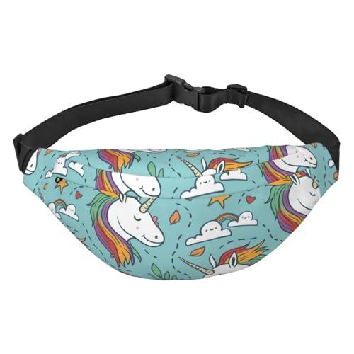 Niedliche Gürteltasche mit Regenbogen-Einhorn-Muster für Herren, modische Crossbody-Bauchtasche für Damen, Hüfttasche mit verstellbarem Riemen, mehrfarbig, Einheitsgröße, Kuriertasche von GIMMAV