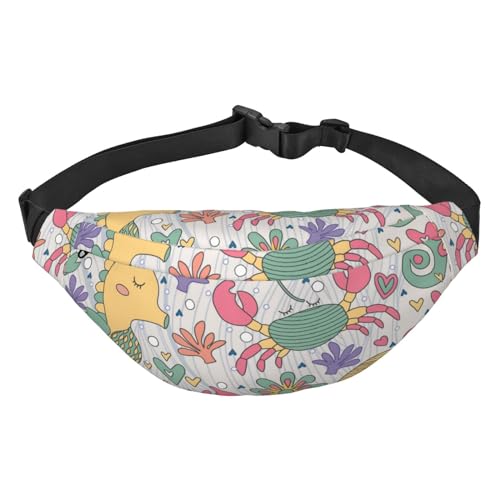 Sea Creatures Print Waist Pack for Running Fanny Pack for Women and Men Crossbody Belt Bag Bum Bag, Mehrfarbig, Einheitsgröße von GIMMAV