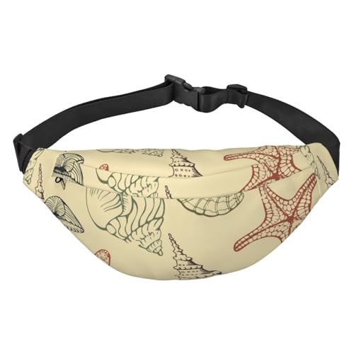 Seashells Seestern Party Fanny Pack Crossbody Taschen für Männer Frauen Gürteltasche Hüfttasche Tasche für Laufen Wandern Sport, Mehrfarbig, Einheitsgröße von GIMMAV