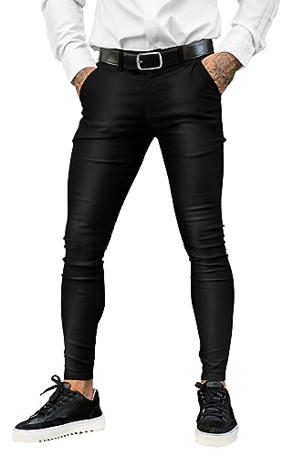 GINGTTO Herren Chino Hose Slim fit Chinohose Casual mit Stretch Designer Hose Stoffhose, Schwarz 393, Size 36 von GINGTTO