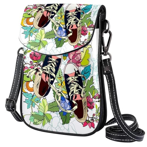 GIOKQB Damen Klein Umhängetasche Blumen Schuhe Schultertasche Handytasche Zum Umhängen Mini Crossbody Tasche von GIOKQB