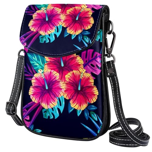 GIOKQB Damen Klein Umhängetasche Lila Blume Schultertasche Handytasche Zum Umhängen Mini Crossbody Tasche von GIOKQB