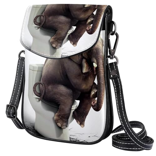 GIOKQB Damen Klein Umhängetasche Lustiger Elefant Schultertasche Handytasche Zum Umhängen Mini Crossbody Tasche von GIOKQB