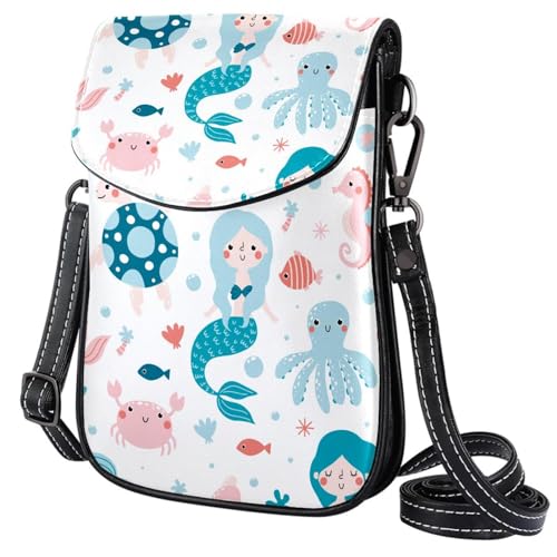 GIOKQB Damen Klein Umhängetasche Meerjungfrau Oktopus Schultertasche Handytasche Zum Umhängen Mini Crossbody Tasche von GIOKQB