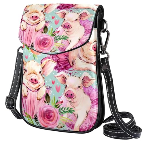 GIOKQB Damen Klein Umhängetasche Niedliches Schwein Schultertasche Handytasche Zum Umhängen Mini Crossbody Tasche von GIOKQB