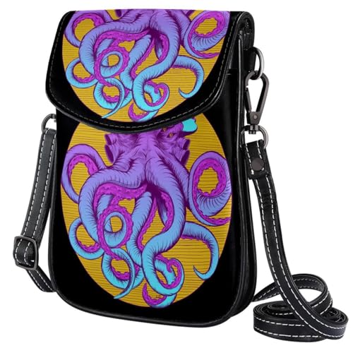 GIOKQB Damen Klein Umhängetasche Oktopus Schultertasche Handytasche Zum Umhängen Mini Crossbody Tasche von GIOKQB