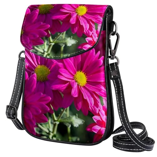 GIOKQB Damen Klein Umhängetasche Rosa Blume Schultertasche Handytasche Zum Umhängen Mini Crossbody Tasche von GIOKQB