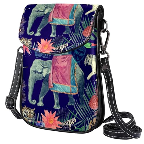 GIOKQB Damen Klein Umhängetasche Tiger Elefant Schultertasche Handytasche Zum Umhängen Mini Crossbody Tasche von GIOKQB