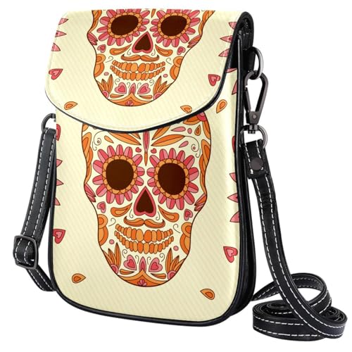 GIOKQB Damen Klein Umhängetasche Totenkopf-Blatt Schultertasche Handytasche Zum Umhängen Mini Crossbody Tasche von GIOKQB