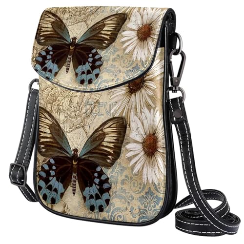 GIOKQB Damen Klein Umhängetasche Vintage-Schmetterling Schultertasche Handytasche Zum Umhängen Mini Crossbody Tasche von GIOKQB