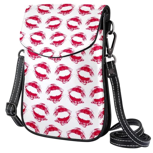 GIOKQB Damen Klein Umhängetasche Weiße Lippen Schultertasche Handytasche Zum Umhängen Mini Crossbody Tasche von GIOKQB