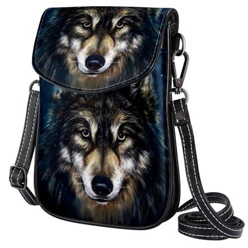 GIOKQB Damen Klein Umhängetasche Wolf Schultertasche Handytasche Zum Umhängen Mini Crossbody Tasche von GIOKQB