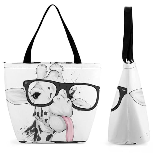 GIOKQB Giraffe Damen Handtasche Shopper Umhängetasche Schultertasche Tragetasche Mit Reißverschluss 28.5x18x32.5cm von GIOKQB