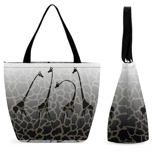 GIOKQB Giraffen Damen Handtasche Shopper Umhängetasche Schultertasche Tragetasche Mit Reißverschluss 28.5x18x32.5cm von GIOKQB