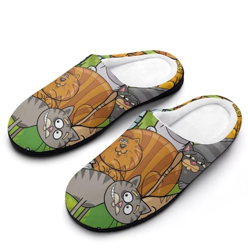 GIOKQB Graubraune Katze Hausschuhe Damen Warme Kunstwolle Memory Foam Slippers Rutschfeste Pantoffeln von GIOKQB