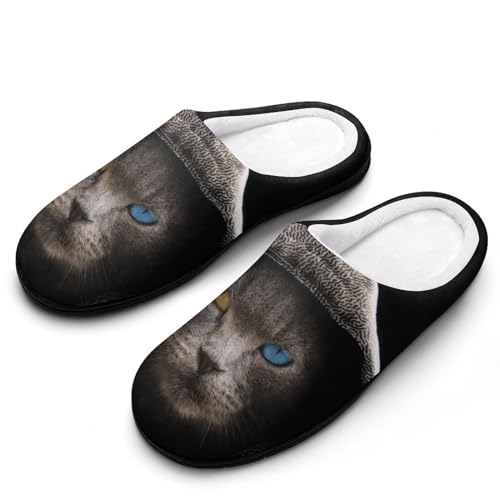 GIOKQB Hoodie Katze Hausschuhe Damen Warme Kunstwolle Memory Foam Slippers Rutschfeste Pantoffeln von GIOKQB