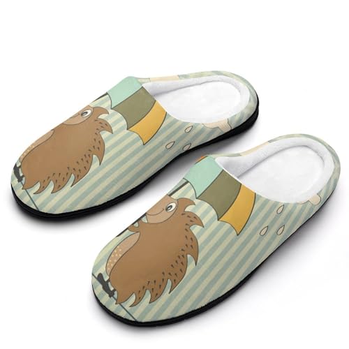 GIOKQB Igel Regenschirm Hausschuhe Damen Warme Kunstwolle Memory Foam Slippers Rutschfeste Pantoffeln von GIOKQB