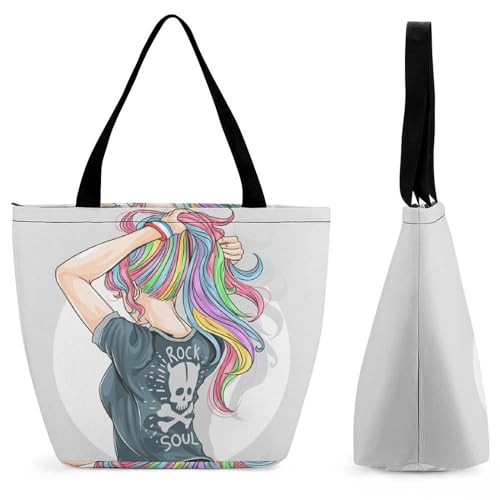 GIOKQB Mädchen Einhorn Damen Handtasche Shopper Umhängetasche Schultertasche Tragetasche Mit Reißverschluss 28.5x18x32.5cm von GIOKQB