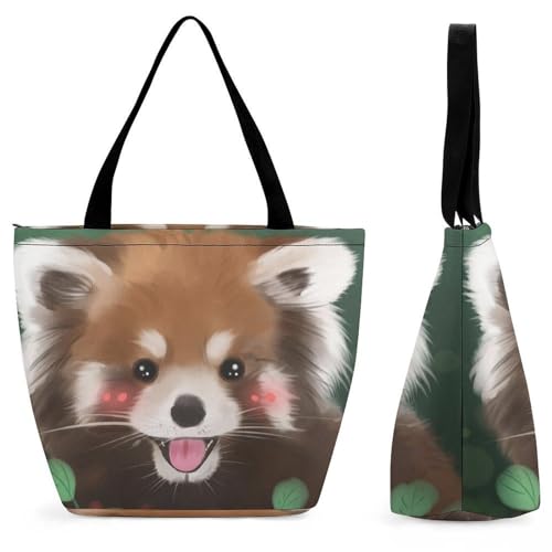 GIOKQB Niedlicher Panda Damen Handtasche Shopper Umhängetasche Schultertasche Tragetasche Mit Reißverschluss 28.5x18x32.5cm von GIOKQB