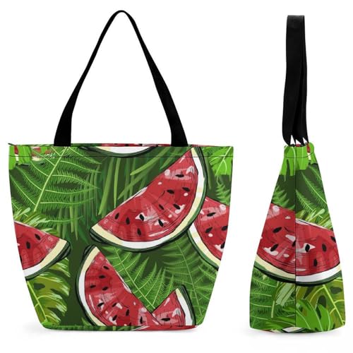 GIOKQB Wassermelone Damen Handtasche Shopper Umhängetasche Schultertasche Tragetasche Mit Reißverschluss 28.5x18x32.5cm von GIOKQB