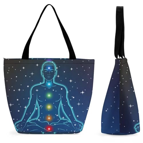 GIOKQB Yoga Damen Handtasche Shopper Umhängetasche Schultertasche Tragetasche Mit Reißverschluss 28.5x18x32.5cm von GIOKQB