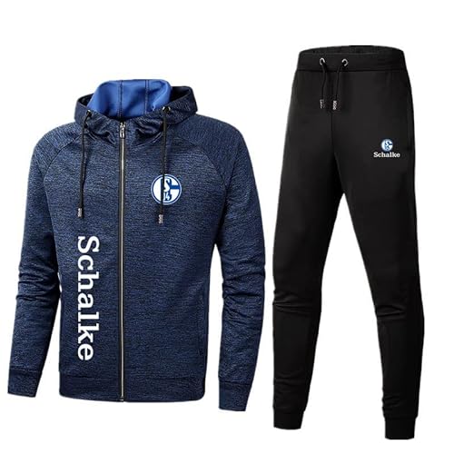 GIOPSQ Herren Sportswear Anzug Schalke 04 Logo Kapuzenjacke und Sporthose, Outdoor Casual Zip Jogginganzug Cardigan Trainingsanzug Ausrüstung/E/4XL von GIOPSQ