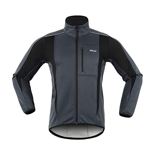 M.Baxter Fahrrad Trikot Winter Herbst Fahrradbekleidung Wasserdicht Winddicht Atmungsaktiv Warm Fleece Jacke (Grau, XXL) von GITVIENAR