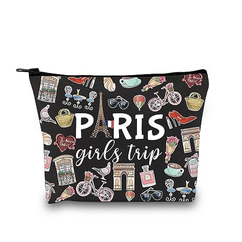GJTIM Paris Reise Geschenk Paris Wochenende Geschenk Urlaub in Paris Geschenk Paris Thema Reisetasche Paris Skyline Geschenk für sie Frankreich Urlaub Make-up Tasche, Mädchen Trip Paris Schwarz, von GJTIM