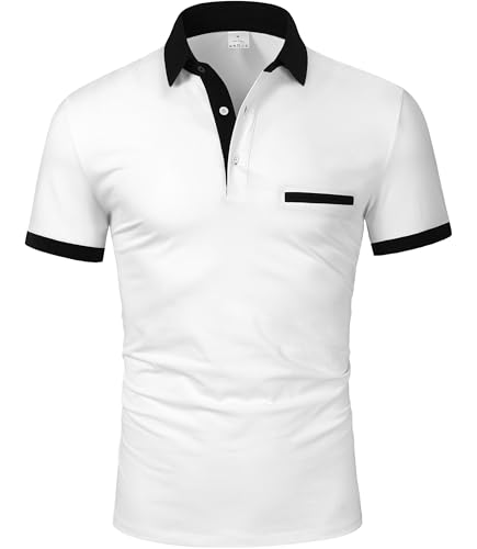 GLESTORE Polo Shirts für Herren Poloshirt Kurzarm Golf Polohemd Basic Sommer Polos T-Shirt Weiß XXL GLESTORE Polo Shirts für Herren Poloshirt Kurzarm Golf Polohemd Basic Sommer Polos T-Shirt Weiß XXL von GLESTORE