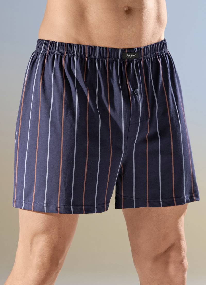 Viererpack Boxershorts mit knöpfbarem Eingriff, 2X Marine Gestreift, 2X Marine Kariert, Größe 6 von GLEYMOR