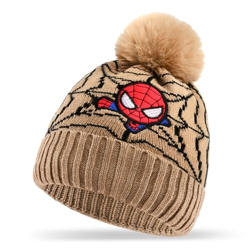 GLICERINA Wintermütze Kinder, Superheld Mütze Kinder, Superheld Beanie, Jungen Mütze Winter, Superheld Strickmütze Kinder, Winter Mütze für Jungen Mädchen, Wintergeschenke für Kinder (Khaki) von GLICERINA