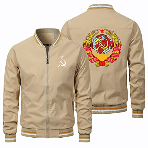 GLLUSA Herren Bomberjacken Für CCCP Print Casual Radtrikot Langarm Sweatshirt Mit Reißverschluss Trainingsjacke Winddichte Mäntel – Geschenk Für Teenager-Khaki||L von GLLUSA