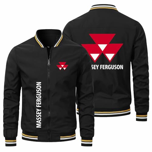 GLLUSA Herren Bomberjacken Für Massey Ferguson Print Lässiges Radtrikot Langarm Sweatshirt Mit Reißverschluss Trainingsjacke Winddichte Mäntel – Geschenk Für Teenager-White||S von GLLUSA