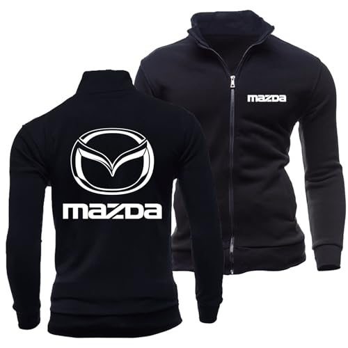 GLLUSA Herren Jacken Sweatshirt Für Mazda Druck Lässige Baseball Uniform Revers Lange Ärmel Reißverschluss Strickjacke Trainingsjacken Mantel – Geschenk Für Teenager-Black||L von GLLUSA