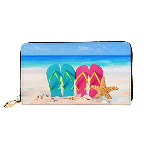 Art Planet World Damen-Geldbörse, Kunstleder, Reißverschluss, Clutch, Handgelenk, lange Geldbörse für Damen, Hausschuhe am Strand, Einheitsgröße von GLRTORE