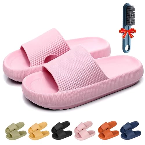 Pummy Badeschuhe Herren Damen Cozislides Original Slippers Badeschlappen Cloudyzz Schlappen Wolke Hausschuhe Home Slippers (Pink, EU Schuhgrößensystem, Erwachsene, Numerisch (von/bis), M, 36, 37) von GLSAYZU