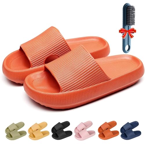 GLSAYZU Pummy Original Damen Cozy Slides, Wolken Original Weich Rutschfest Dicke Sohle Badeschuhe Damen Herren (Orange, Erwachsene, Damen, 36, Numerisch (von/bis), EU Schuhgrößensystem, 37, M) von GLSAYZU