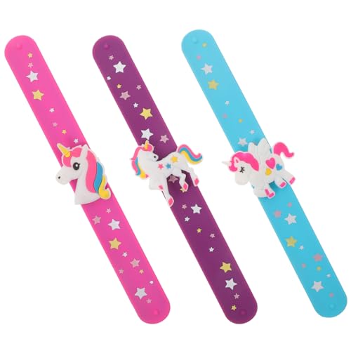 GLSTOY 3st Einhorn-pat-kreis Schnappbänder Für Süße Slap-bands Schlagarmbänder Silikonarmband Slap-armband-partygeschenke Einhorn-schnapparmband Spielzeuge Kieselgel Tier Kind Schmücken von GLSTOY