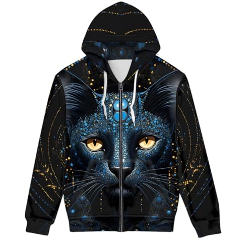 GLUDEAR Unisex Realistischer 3D-Digitaldruck Full Zip Hoodie Jacken Kapuzen-Sweatshirt, Schwarzer Leopardenkopf, 5X-Large GLUDEAR Unisex Realistischer 3D-Digitaldruck Full Zip Hoodie Jacken Kapuzen-Sweatshirt, Schwarzer Leopardenkopf, 5X-Large von GLUDEAR