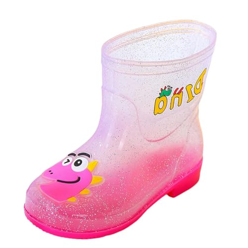 GLYLFQZJ Regenstiefel Für Kinder Kinder Regenstiefel Jungen Und Mädchen Wasserschuhe Süße Babywasserstiefel Pupillen Vier Jahreszeiten Cartoon Wasserdichte Regenstiefel-27-Rosa von GLYLFQZJ