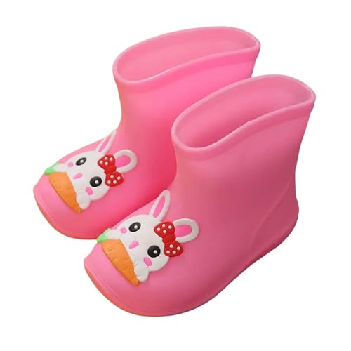 GLYLFQZJ Regenstiefel Für Kinder Pvc Animal Children'S Cute Regen Stiefel Wasserdichte Und Rutschfeste Schuhe-Innere 17,5 Cm-Rosa Kaninchenfront von GLYLFQZJ