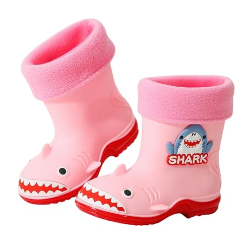 GLYLFQZJ Regenstiefel Für Kinder Warme Abnehmbare Regenstiefel Für Kinder Cartoon Süße Gummischuhe Kinder Anti -Slip Und Wasserdichte Regenschuh Kinder-27-Insole17Cm-Rosa Plüsch von GLYLFQZJ