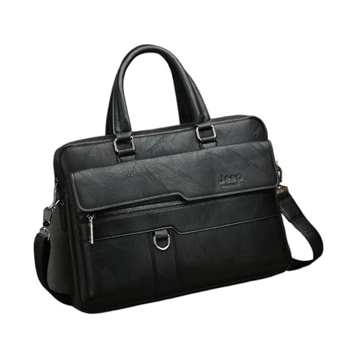 GLigeT Laptoptasche Schutzhülle Aktentasche, Laptoptasche, große Kapazität, praktische Umhängetasche aus PU-Leder Laptophülle (Color : Schwarz) von GLigeT