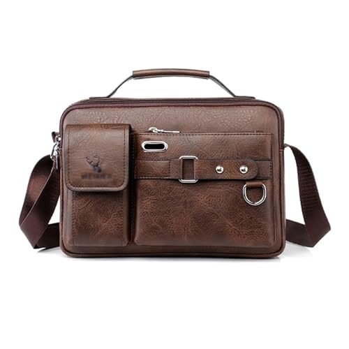 GLigeT Laptoptasche Schutzhülle Mode herren Umhängetasche Tablet Schutzhülle Tragbare PU Leder Handtasche Business Aktentasche Reisen Fall Typ Laptophülle (Color : Dark Brown) von GLigeT