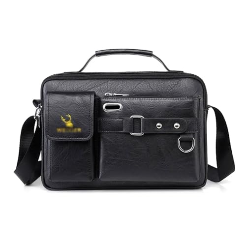 GLigeT Laptoptasche Schutzhülle Mode herren Umhängetasche Tablet Schutzhülle Tragbare PU Leder Handtasche Business Aktentasche Reisen Fall Typ Laptophülle (Color : Schwarz) von GLigeT