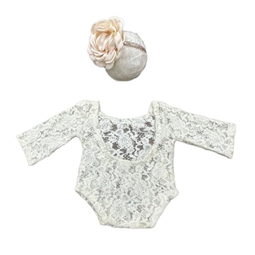 GMBYLBY Baby-Fotografie-Outfit, weiche Spitze, Strampler und Blumen-Haarband, schöne Neugeborene, Baby-Fotoshootings, Requisiten, Dusche GMBYLBY Baby-Fotografie-Outfit, weiche Spitze, Strampler und Blumen-Haarband, schöne Neugeborene, Baby-Fotoshootings, Requisiten, Dusche von GMBYLBY