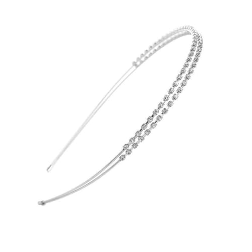 1 Stück Strass Haarband,Hart Rutschfeste Zinken,Doppel Kristall, Stirnband Haarschmuck für Damen Mädchen,Modische Haarreife, Silber von GNALIA