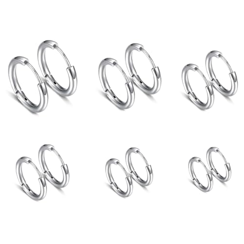 Creolen, 4 Paare Creolen Silber Set Damen Herren, kleine Creolen für Frauen,Creolen Set Silberne Creolen Schlafen Ohrstecker Klein Creolen Set Zierliche Knorpel Tragus Helix Schlafen Ohrringe 8-18MM von GNALIA