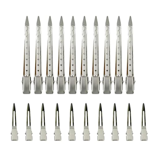 GNALIA 20 Stücke Entebill Haarspangen 9Cm Entebill Haarspangen Silber Haarclips Metall Haarklammern Friseurbedarf Alligator Clips Haarspangen Mit Löchern Für Haarklammern Damen Mädchen von GNALIA