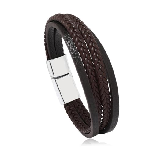 GNALIA Premium Lederarmband für Männer in Schwarz | Magnetverschluss aus Edelstahl in braun |Tolle Geschenkidee von GNALIA